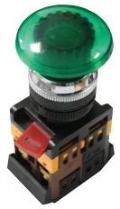 Кнопка AELA-22 зеленая с подсветкой NO+NC 24В EKF PROxima - фото1