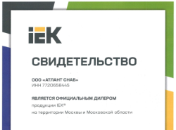 Сертификат официального партнера IEK