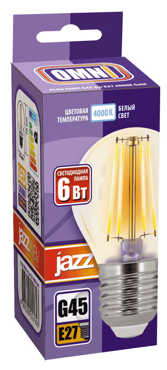 PLED OMNI G45 6w E27 4000K Gold Лампа светодиодная декоративная PLED OMNI - фото2