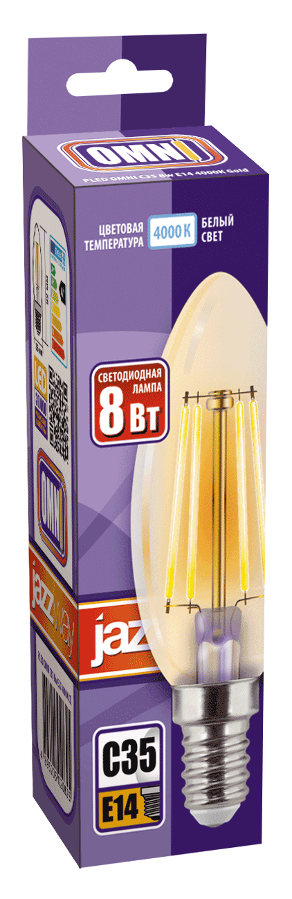 PLED OMNI C35 8w E14 4000K Gold Лампа светодиодная декоративная PLED OMNI - фото2