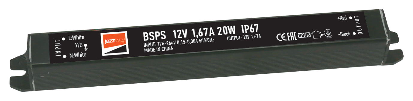 BSPS 12V1,67A=20w IP67 Блок питания IP67 для светодиодной ленты 12V - фото1