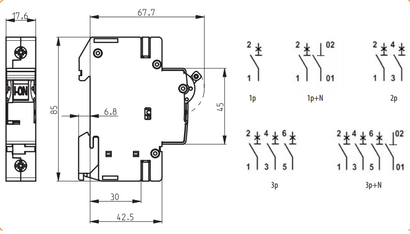 Модульный автоматический выключатель постоянного тока ETIMAT 10 DC 2p C 0,5A (6 kA) - фото2