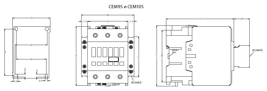Контактор электромагнитный CEM 95.00 400V AC - фото2