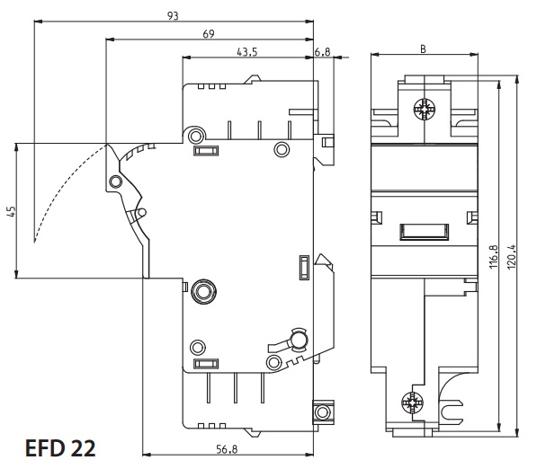 Разъединитель для цилиндрических предохранителей EFD 22 2p - фото2