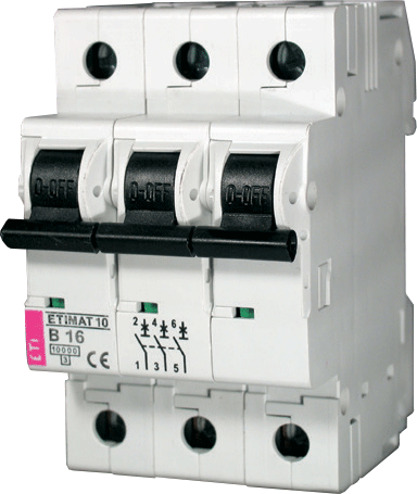 Модульный автоматический выключатель ETIMAT 10 3p C 1,6А (10 kA) - фото1