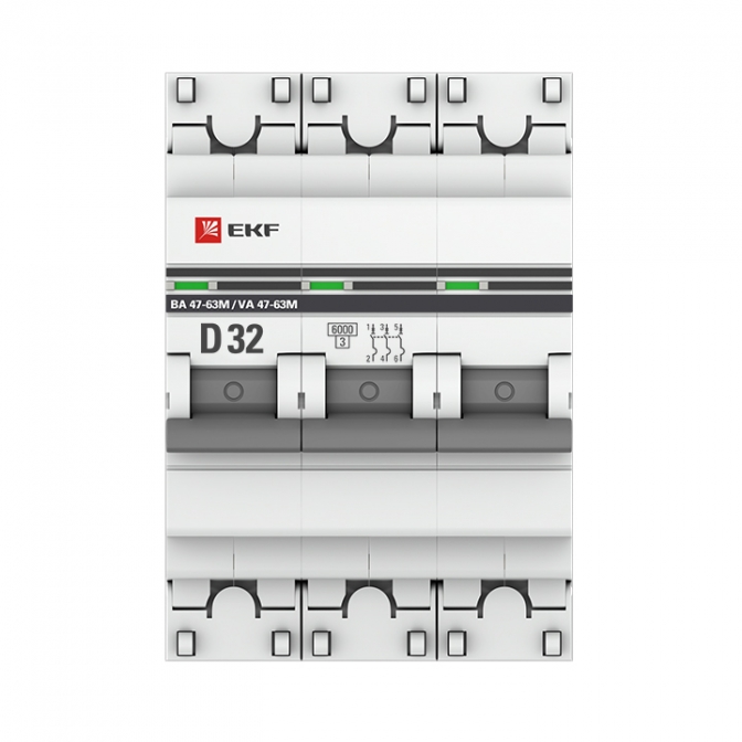 ВА 47-63M 3P 32А (D) 6кА EKF PROxima автоматический выключатель, арт. mcb4763m-6-3-32D-pro - фото4