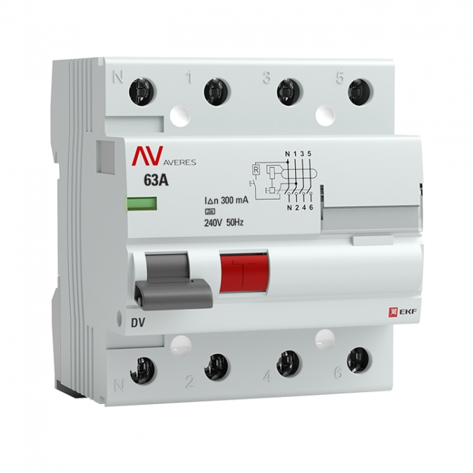 DV 4P 63А/300мА (A) EKF AVERES устройство защитного отключения - фото1