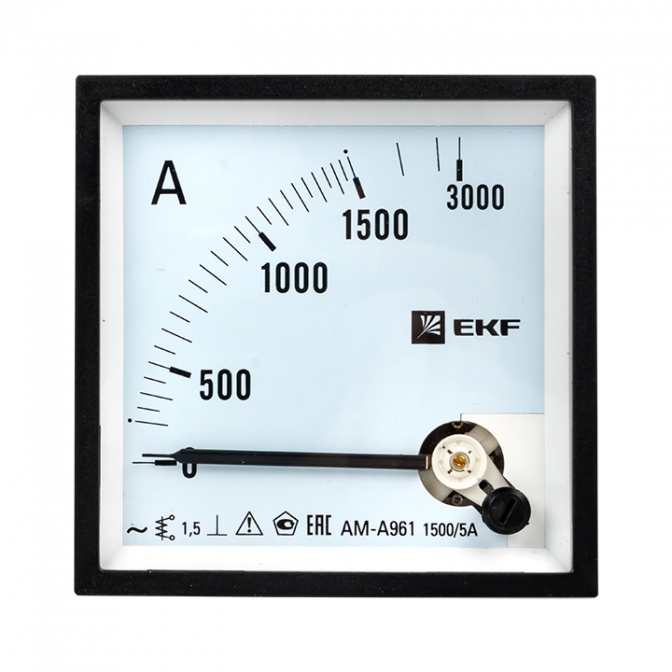 Амперметр AMA-961 аналоговый на панель (96х96) квадратный вырез 1500А трансф. подкл. EKF  - фото2
