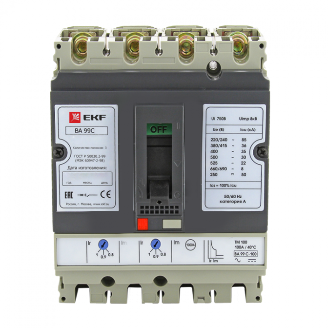 Выключатель автоматический ВА-99C (Compact NS) 630/630А 3P+N 45кА EKF PROxima - фото1