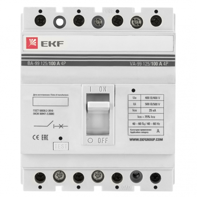 Выключатель автоматический ВА-99 125/100А 4P 25кА EKF - фото1