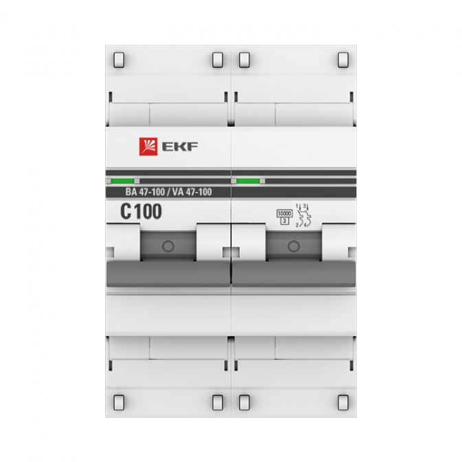ВА 47-100 2P 100А (C) 10kA EKF PROxima автоматический выключатель, арт. mcb47100-2-100C-pro - фото3
