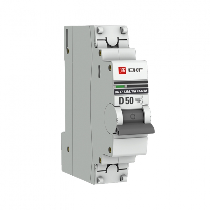 ВА 47-63M 1P 50А (D) 6кА EKF PROxima автоматический выключатель, арт. mcb4763m-6-1-50D-pro - фото1