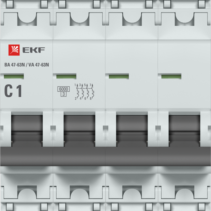 ВА 47-63N 4P 1А (C) 6кА EKF PROxima автоматический выключатель, арт. M636401C - фото2