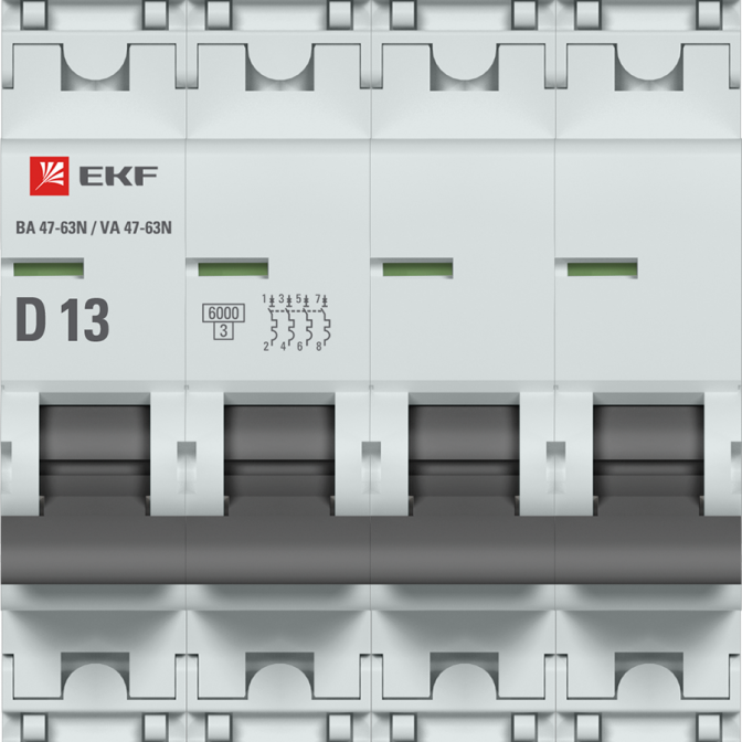 ВА 47-63N 4P 13А (D) 6кА EKF PROxima автоматический выключатель, арт. M636413D - фото2