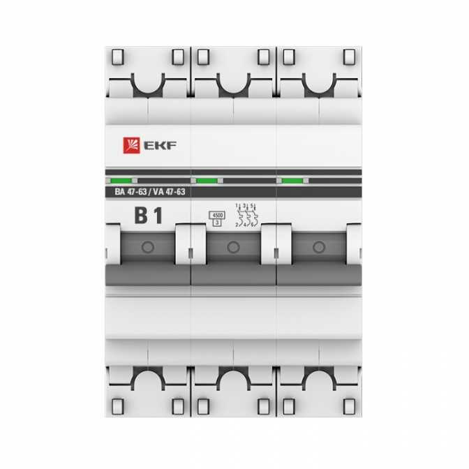 ВА 47-63 3P 1А (B) 4,5кА EKF PROxima автоматический выключатель, арт. mcb4763-3-01B-pro - фото3