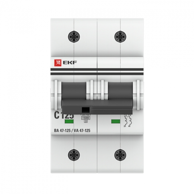 ВА 47-125 2P 125А (C) 15кА EKF PROxima автоматический выключатель, арт. mcb47125-2-125C - фото3