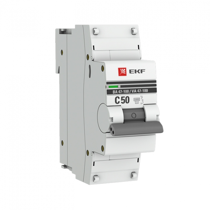 ВА 47-100 1P 50А (C) 10kA EKF PROxima автоматический выключатель, арт. mcb47100-1-50C-pro - фото1