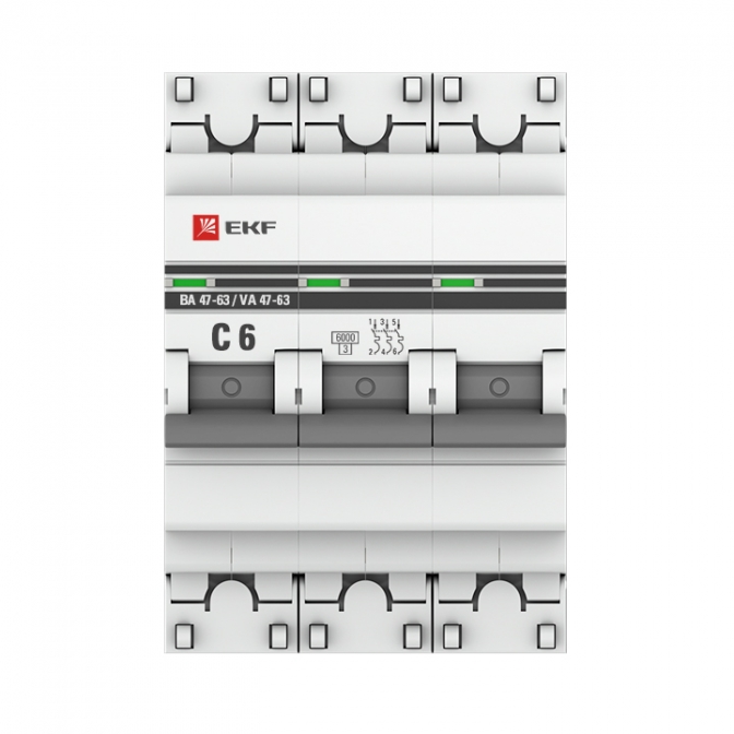 ВА 47-63 3P 6А (C) 6кА EKF PROxima автоматический выключатель, арт. mcb4763-6-3-06C-pro - фото4