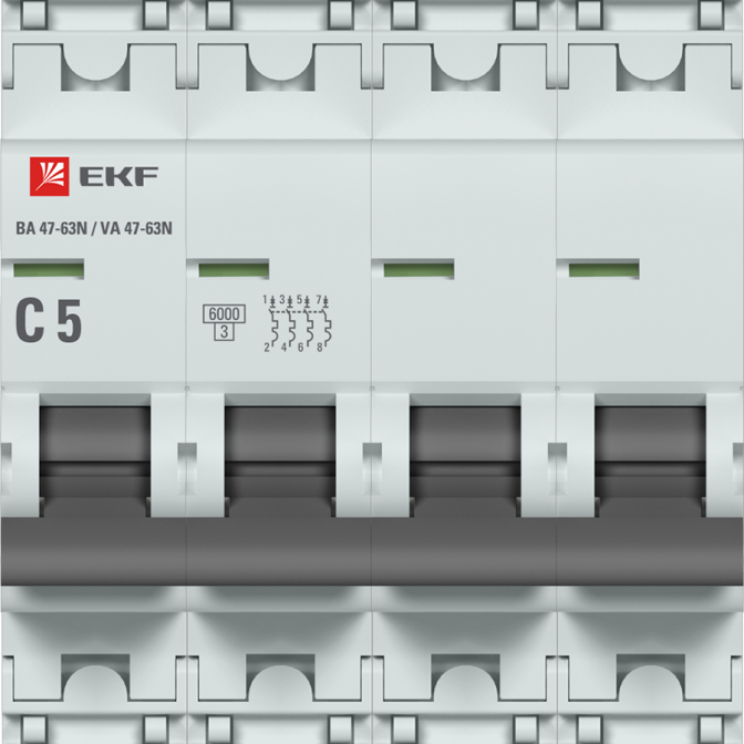 ВА 47-63N 4P 5А (C) 6кА EKF PROxima автоматический выключатель, арт. M636405C - фото2