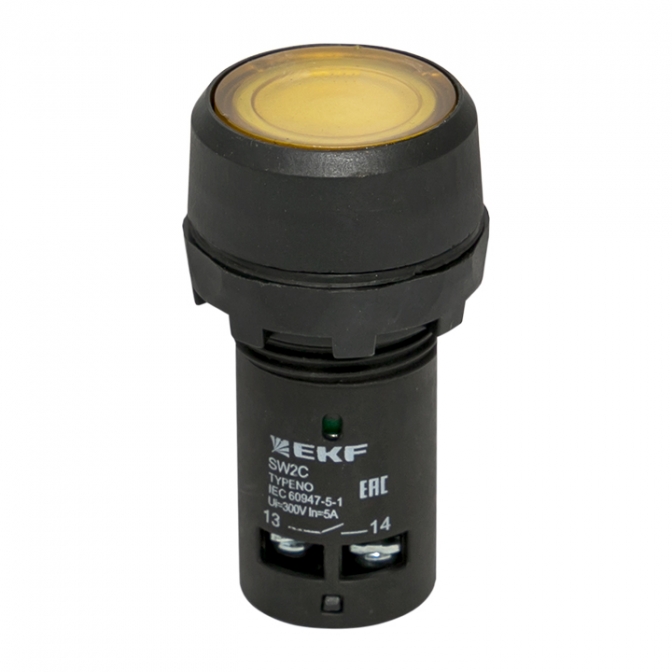 Кнопка SW2C-10D с подсветкой желтая NO EKF PROxima - фото5
