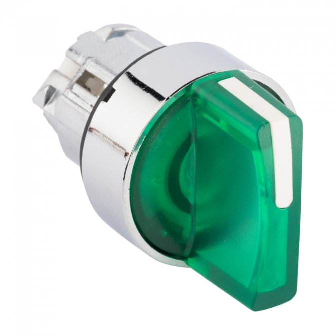 Исполнительный механизм переключателя ХB4 зеленый на 2 положения с фиксацией, с подсветкой с короткой ручкой EKF PROxima - фото1