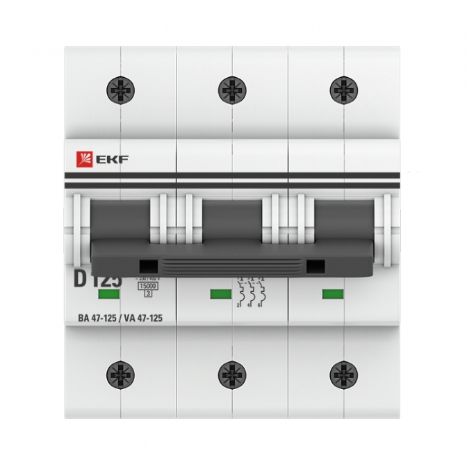 ВА 47-125 3P 125А (D) 15кА EKF PROxima автоматический выключатель, арт. mcb47125-3-125D - фото3