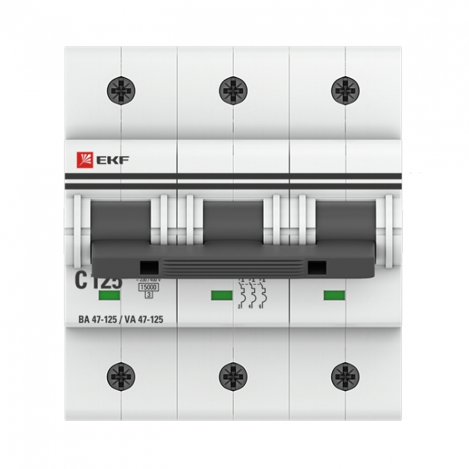 ВА 47-125 3P 125А (C) 15кА EKF PROxima автоматический выключатель, арт. mcb47125-3-125C - фото4
