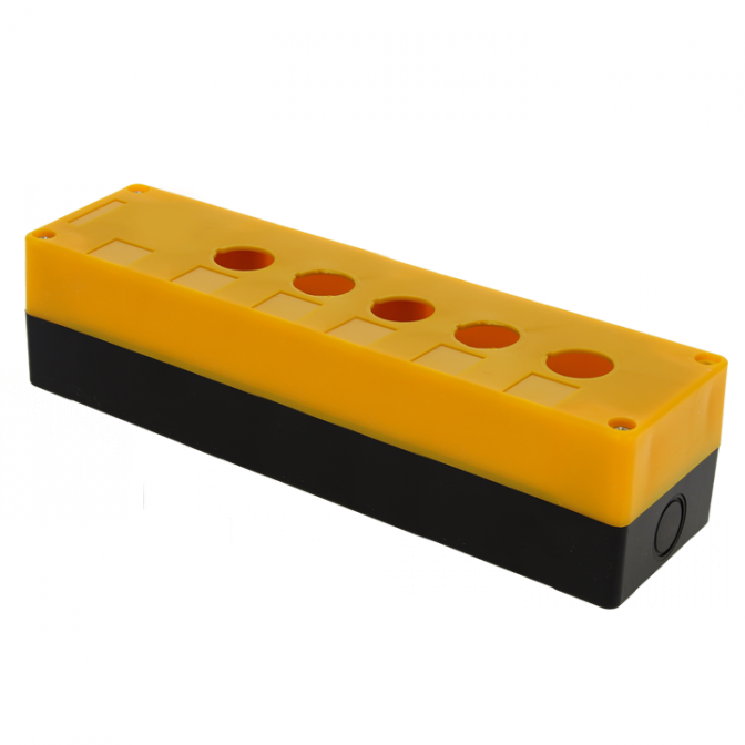 Корпус КП105 пластиковый 5 кнопок желтый EKF PROxima - фото2