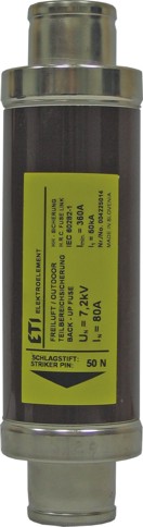 Высоковольтный предохранитель VVC 7,2kV  160A 50kA (e=442мм d=85мм Øконт.=45 50N) - фото1