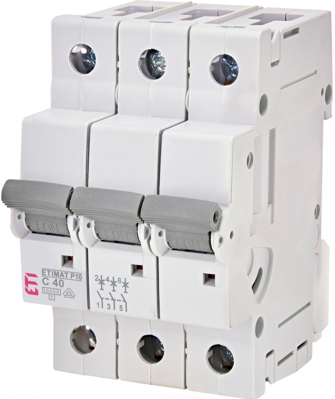 Модульный автоматический выключатель ETIMAT P10 3p С 40A (10kA) - фото1