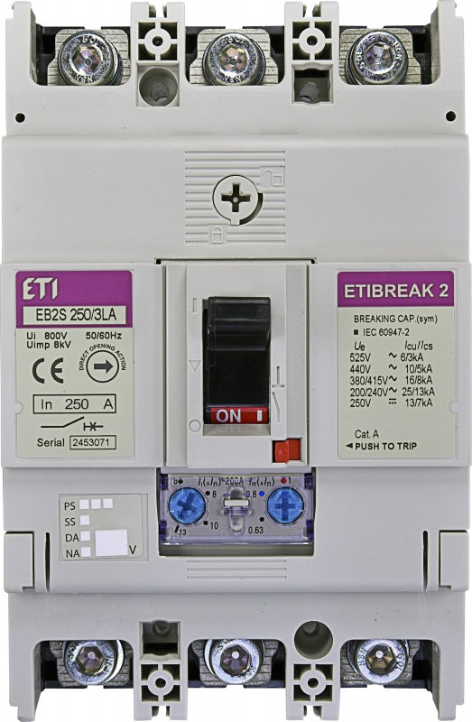Автоматический выключатель EB2S 250/3LA 250А 3P (16kA регулируемый) - фото1