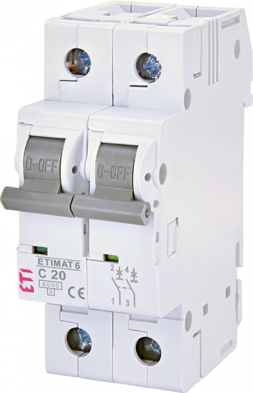 Модульный автоматический выключатель ETIMAT 6 2p С 20А (6 kA) - фото1