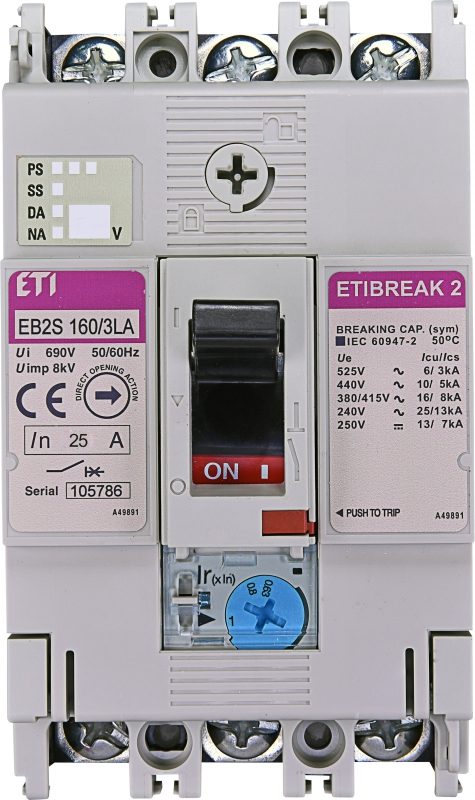 Автоматический выключатель EB2S 160/3LA 25А 3P (16kA регулируемый) - фото1