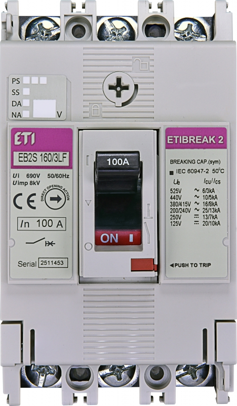 Автоматический выключатель EB2S 160/3LF 100А 3P (16kA фикс.настр.) - фото1