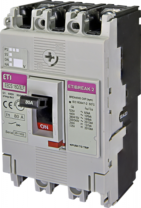 Автоматический выключатель EB2S 160/3LF 80А 3P (16kA фикс.настр.) - фото1