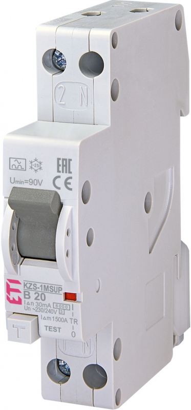 Дифференциальный автоматический выключатель KZS-1M SUP B 20/0,03 тип A (6kA) (верхн. подключ.) - фото1