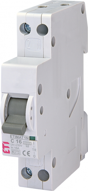 Модульный автоматический выключатель ETIMAT 6 1p+N (1мод.) С 16А (6 kA) - фото1