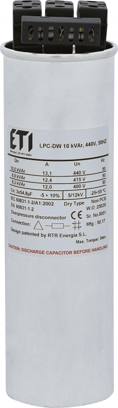 Конденсатор трехфазный LPC-DW 10 kVAr, 440V, 50HZ - фото1