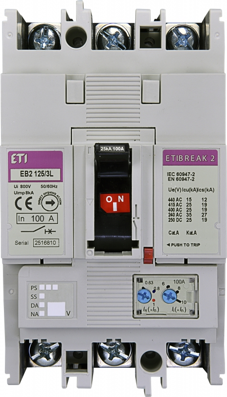 Автоматический выключатель EB2 125/3L 100А 3р (25кА) - фото1