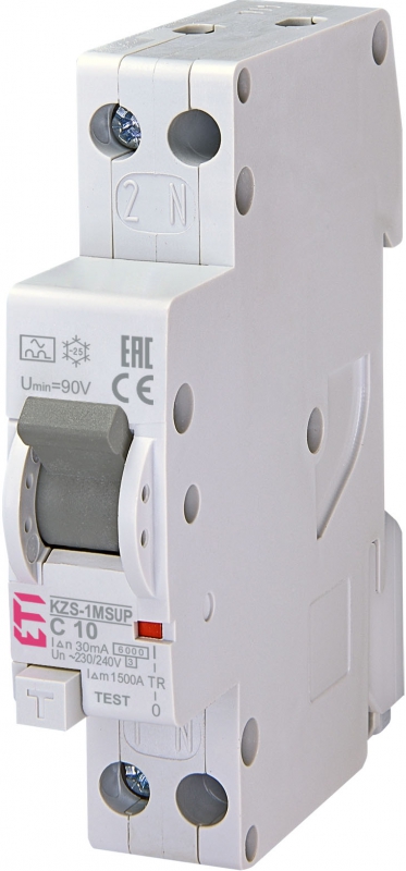 Дифференциальный автоматический выключатель KZS 1М SUP С 10/0,03 тип А (6kA) 1мод. - фото1
