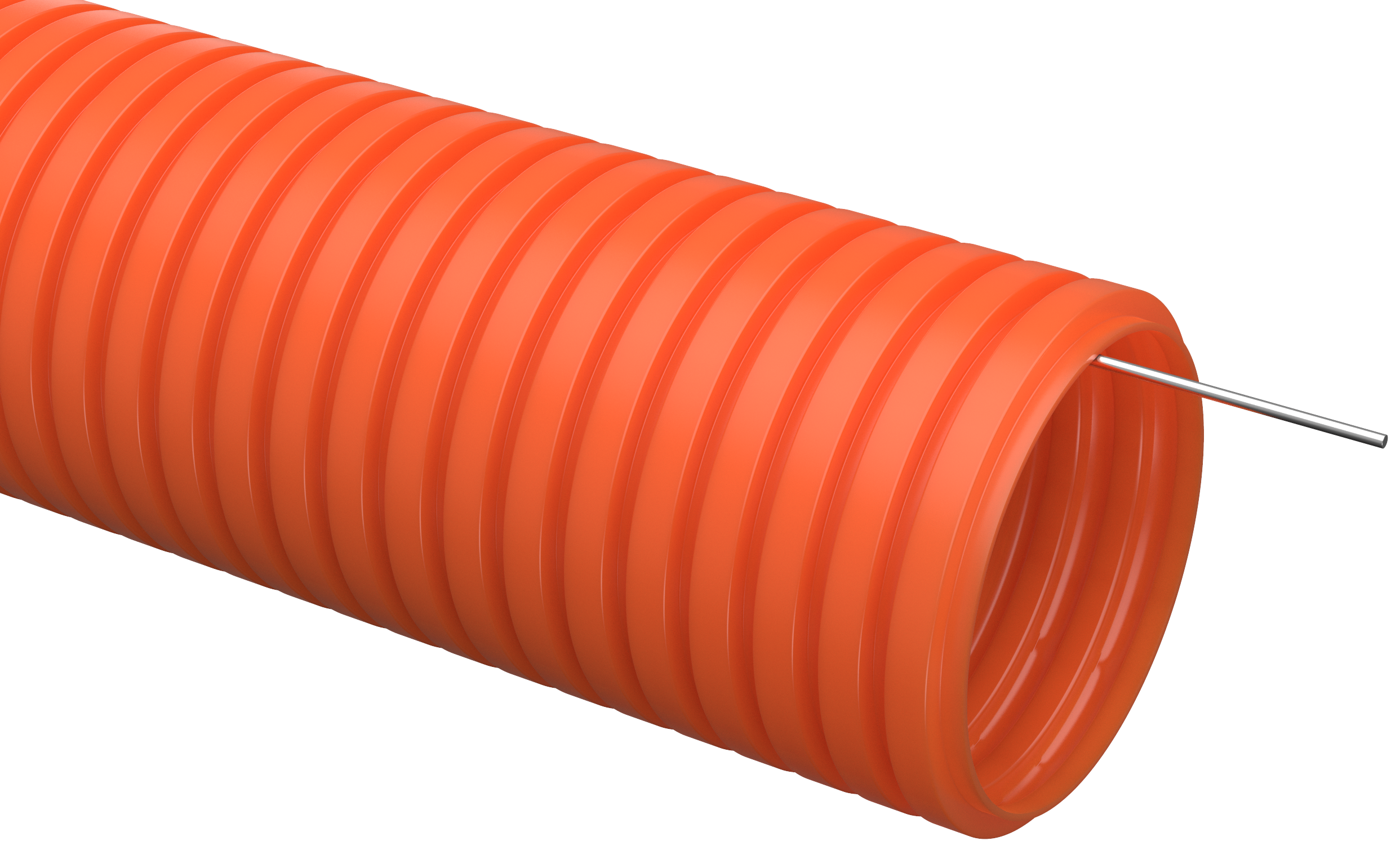 Труба гофрированная  ПНД d 50 с зондом оранжевая тяжелая (15 м) - фото1