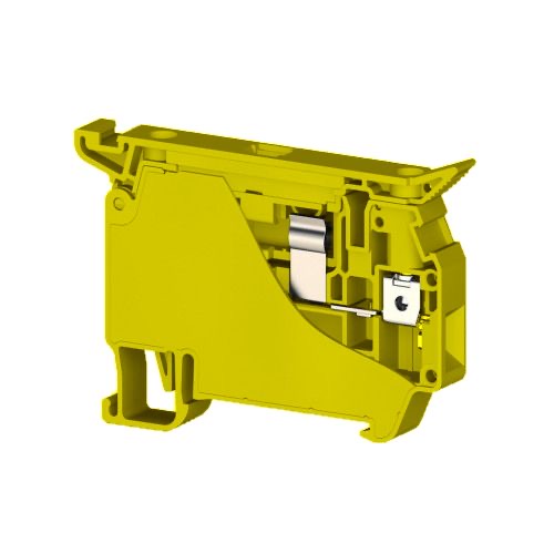 Клеммник с держ. предохр. (5x20, 5x25) до 10А на DIN-рейку, 6 мм.кв. (желтый); ASK 5 - фото1
