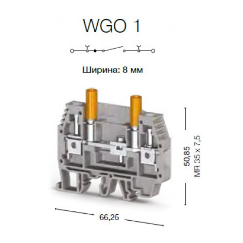 Клеммник измерительный с 1-м тест. разъемом, 6мм кв., (серый); WGO1 - фото2