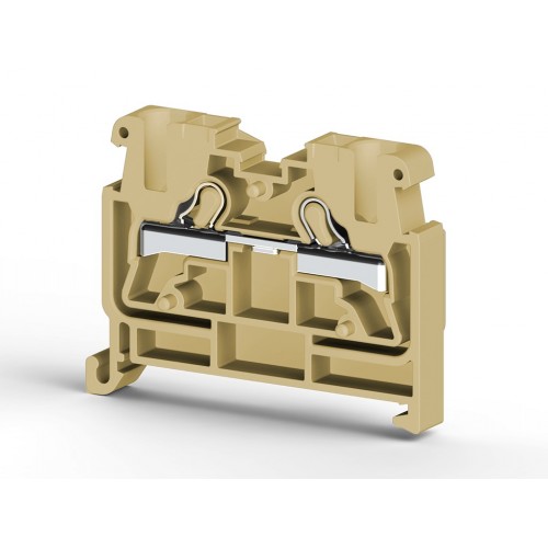 Миниклеммник пруж. быстрозажимной (Push in), 2,5 мм.кв., на din-рейку 35 мм,  (бежевый); PYKMR 2,5 - фото1