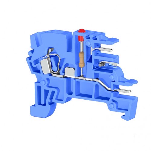 Клеммник пружинный с разъёмом, на DIN-рейку, 2,5 мм.кв., (синий); PCY 2,5 - фото1