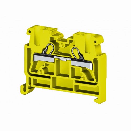 Миниклеммник пруж. быстрозажимной (Push in), 2,5 мм.кв., на din-рейку 35 мм,  (желтый); PYKMR 2,5 - фото1
