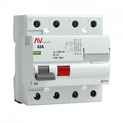 DV 4P 63А/300мА (S) EKF AVERES устройство защитного отключения - фото1