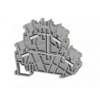 Клеммник пруж.быстрозажимной (Push in) 2-х ярусный, 2,5мм.кв., с внутр.перемычкой, (серый); PYK2,5-2FK