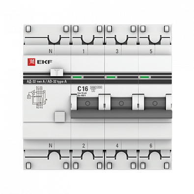 Дифференциальный автомат АД-32 3P+N 16А/10мА (тип А) EKF PROxima - фото2