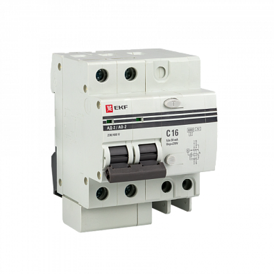 Дифференциальный автомат АД-2 S 50А/100мА (хар. C, AC, электронный) 6кА EKF PROxima - фото1